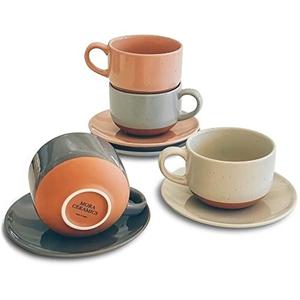 Taza de Cerámica Hecha a Mano con Patrón Artístico en Rejilla, Interior Brillante, Apilable, Diseño que Ahorra Espacio para Amantes del Café Moderno - Product Image 5