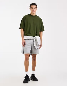 Camiseta de Algodón Verde Oliva Extra Grande para Hombre, Manga Corta, Cuello Redondo, Estilo Casual Holgado, Tejido Jersey, Color Sólido, Estilo Urbano - Product Image 3