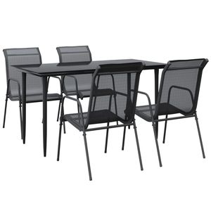 Set da Pranzo da Giardino Nero per 4 Persone, Struttura in Acciaio, Arredamento Esterno Contemporaneo Resistente alle Intemperie - Product Image 4