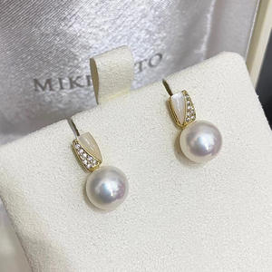 Boucles d'oreilles en perles d'eau douce de 9 à 11 mm, argent pur, style français, rondes, forte brillance, bijoux à la mode - Product Image 2