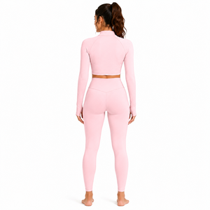 Ensemble de yoga 2 pièces pour femme : Soutien-gorge de sport à col roulé et bretelles non convertibles, Legging taille haute – Écoresponsable, Spandex/Nylon respirant - Product Image 2