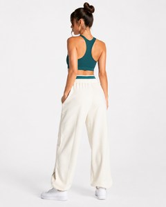 Custom Logo Women's Pearl <b>White</b> Contrastline Sweatpants Oversized Casual Women's Fleece Baggy <b>Joggers</b> Premium Quality Trouser - Product Image 4