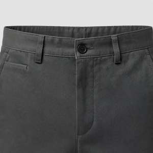 Pantalones Cortos Bermuda Grises para Hombre, Cintura Media, Cierre de Botones, Color Sólido, Tejido de Algodón, con Bolsillos, Estilo Transpirable - Product Image 5