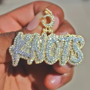 3Ct Round Cut Real Moissanite Custom Name Unisex Sterling <b>Silver</b> Hip Hop Style Party Pendant - Product Image 6