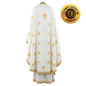 ShineWays Enterprises - Conjunto de Vestimenta Sacerdotal Ortodoxa Bordada Personalizada, Diseño de Cruz Blanca y Dorada, Felonión, Epitracelión - Product Image 2
