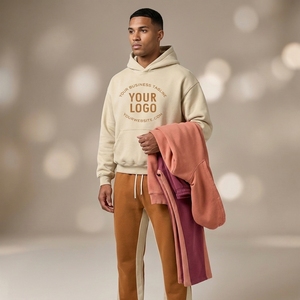 Conjunto de Sudadera con Capucha y Pantalones Deportivos de Dos Piezas con Logotipo Personalizado, Lavado Ácido, para Hombre y Mujer, Talla Grande, Venta al Por Mayor, OEM, Algodón y Felpa - Product Image 2