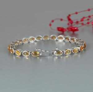 Natural Citrine Stone <b>Bracelet</b> in 925 Sterling Silver Yellow Crystal <b>Gemstone</b> <b>Bracelet</b> Handmade Elegant Jewelry - Product Image 1