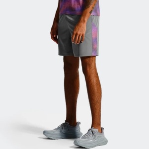 Men's Gray Solid Color Bermuda <b>Shorts</b> With Side Stripe <b>Quick</b> <b>Dry</b> Elastic Waist Casual Style Woven Material - Product Image 3