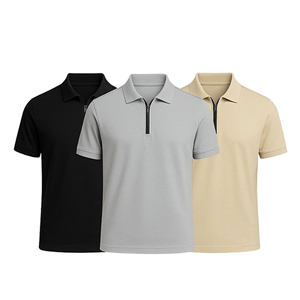 <b>Zip</b>-Collar Men's <b>Polo</b> Shirt—Clean collar and smooth, comfortable fabric, Short sleeve <b>Polo</b> Shirt for effortless wear - Product Image 1