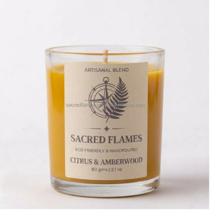 Wholesale Private Label Handpoured Soy Wax Citrus Amberwood Scented Glass Jar <b>Candle</b> Yellow Wax <b>Bulk</b> - Product Image 4