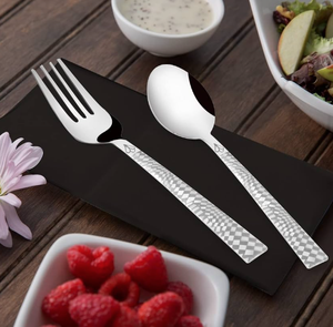 Ensemble de couverts en acier inoxydable pour hôtel, style élégant avec manche en bambou, couteau, fourchette, cuillère, vaisselle - Product Image 5