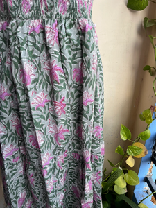 ชุดราตรียาวคอตตอนพิมพ์ลายดอกไม้, เดรสแขนกุดปรับได้สไตล์ลำลอง - Product Image 4