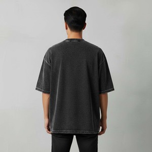 Camiseta de hip hop para hombre, personalizada, extragrande, de 180 g/m², de dos tonos, con hombros caídos, 100 % algodón, con logo personalizado, de secado rápido. - Product Image 3