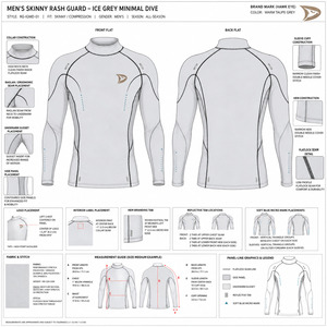 Men's Breathable Polyester/Nylon 220g Full Sleeve Rash Guard Gray Raised Rubber Print Quick Dry Sport Top - Product Image 5