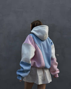 Impression personnalisée épissage sweat à capuche court femme sweat-shirt de haute qualité sweats à capuche personnalisés pull couleur bloqué sweats à capuche - Product Image 1