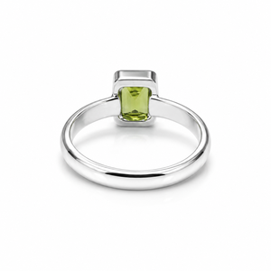 Simple Design Green Peridot <b>Ring</b> 925 Sterling <b>Silver</b> Minimalist Bezel <b>Emerald</b> Cut Gemstone Jewelry Wholesale - Product Image 5