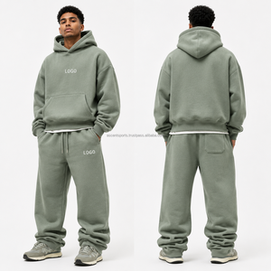 Conjunto de Sudadera con Capucha Oversize y Pantalones de Chándal Lisos Sin Logotipo, de Felpa de Algodón de Alto Gramaje, con Bolsillos Laterales y Cintura Acanalada, Venta al por Mayor, Resistente a la Intemperie - Product Image 5