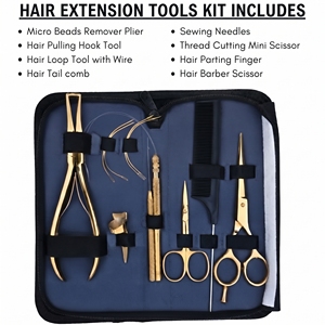 Kit Avanzado para Remover Extensiones de Cabello, Alicates para Remover Micro Anillos, Herramienta de Gancho para Enhebrar Hilos, Tijeras de Peluquería, Peine de Cola - Product Image 2