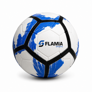 Flamia Sports <b>Training</b> <b>Football</b> Size 5 White Blue Black Eco-Friendly High Air Retention Rubber Bladder Classic Screen Printed - Product Image 1