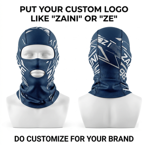Balaclava unisexe pour enfants en spandex/polyester imperméable 180 GSM, rayé, ajustable, imprimé numériquement, broderie personnalisée, bleu et blanc - Product Image 1
