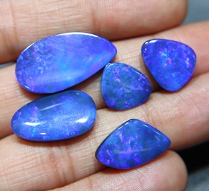Australian Blue Fire Opal Doublet Cabochon Natural Loose Opal Gemstone for Jewelry Making - Product Image 2