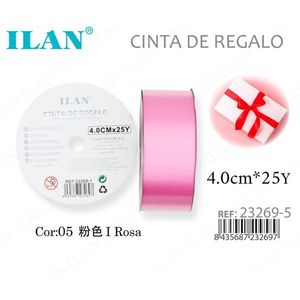 Nastro regalo Ilan 4,0 cm x 25 m in raso rosa per confezionare regali - Product Image 1