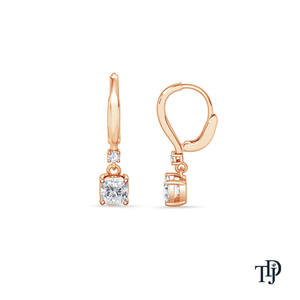 ต่างหูเพชรทรงคุชชั่นคัท 18K ทองคำ ประดับเพชรเลี้ยงในห้องปฏิบัติการ - Product Image 4