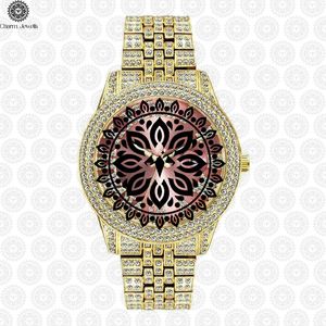 Charm Jewells Luxury Stainless Steel Watch 40mm Green Mandala Dial Diamond Encrusted Analog Mechanical Unisex Fashion 10 <b>Bar</b> - Product Image 3