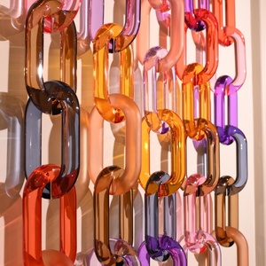 Sculpture murale artistique en résine faite à la main avec chaîne de maillons et dégradé bleu, forme personnalisée, pièce d'art décorative pour la maison - Product Image 3