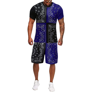 ชุดเสื้อยืดและกางเกงขาสั้นผู้ชาย สีดำขาว พิมพ์ลาย 3 มิติ ลายนูน โลโก้วินเทจด้านหน้า ผ้าฝ้าย 100% น้ำหนัก 280 กรัม แห้งเร็ว สวมใส่สบาย เหมาะสำหรับฤดูร้อน - Product Image 1