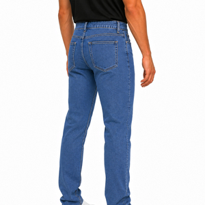 Jeans en denim pour hommes à la mode, taille haute, coupe droite ample, en coton, style streetwear décontracté, vente en gros - Product Image 3