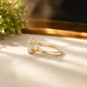 Anillo de Compromiso de Oro Amarillo de 14K con Doble Corona de Diamantes y Halo Oculto de Moissanita - Product Image 2