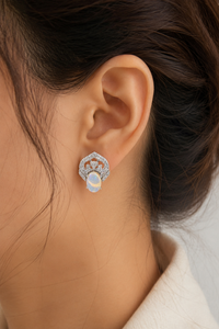Diamond and <b>Opal</b> <b>Earring</b> in 92.5 Sterling Silver KLST-30986 - Product Image 5