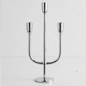 Candelabro Moderno de Acero Inoxidable de 3 Brazos, Portavelas de Metal Plateado para Decoración del Hogar - Product Image 4