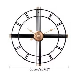 Premium Large Black <b>Wall</b> <b>Clock</b> Industrial Skeleton Metal Design Roman Numerals Silent Quartz Movement for Loft Office <b>Decor</b> - Product Image 5