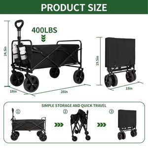 Carrello per vagoni pieghevoli per carichi pesanti di grande capacità per lo Shopping sportivo da spiaggia-carrello da campeggio portatile con facile riporre - Product Image 2