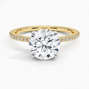 Anillo de compromiso de diamante solitario pavé con halo oculto - Product Image 1