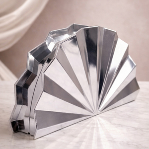 Elegant <b>Silver</b> Fan-Shaped Acrylic Clutch <b>Bag</b> Elegant Evening Handbag for Women Special Occasions - Product Image 4