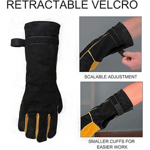 Gants de soudage en cuir de vachette renforcé, résistants, pour la sécurité au travail, la protection des mains, la lutte contre les incendies, les barbecues - Product Image 5