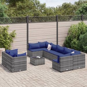 Set da Giardino in Rattan Grigio 9 Pezzi, Divano da Esterno Elegante e Resistente alle Intemperie, Mobili in Vimini - Product Image 1