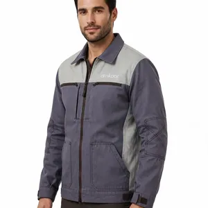 Veste de travail matelassée imperméable en toile pour homme, couleur personnalisée, avec capuche, fermeture éclair, poches et design croisé sur le devant, automne-hiver - Product Image 4
