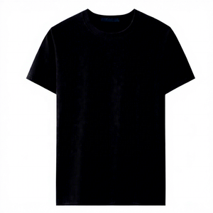 T-shirt pour homme en coton 100% noir, coupe classique, manches courtes, col rond, jersey décontracté, couleur unie, respirant et écologique - Product Image 1