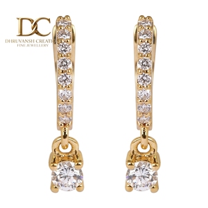 Pendientes de Aro con Diamantes Cultivados en Laboratorio, Certificados por IGI, Oro Amarillo Sólido de 14 Quilates, Corte Brillante, Joyería para Mujer, Hechos a Mano - Product Image 1