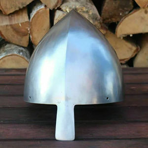 Casco Medieval Normando Pulido a Mano de Alta Calidad con Cruz, Calibre 18, Acero Suave, Armadura de Guerrero, Forro de Cuero, Halloween - Product Image 4
