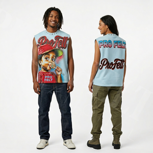 Camiseta sin Mangas con Estampado Gráfico Personalizado de Primera Calidad, Estilo Casual Urbano, Cuello Redondo, Transpirable, para Hombre - Product Image 2