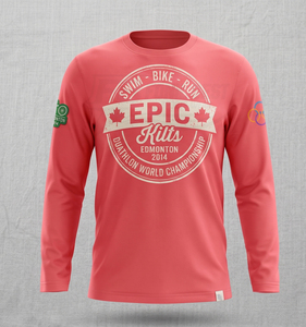 Camiseta de Manga Larga Personalizada para el Campeonato Mundial de Duatlón, Cuello Redondo, Secado Rápido, Estilo Casual para Hombre, Color Rojo - Product Image 1