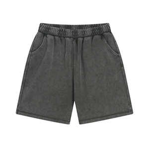 Pantalones Cortos Deportivos de Algodón con Logotipo Personalizado de Alta Calidad, Bordado Desgastado, Efecto Deslavado, Borde Crudo, Lavado Ácido, Secado Rápido y Transpirables para Hombre - Product Image 5