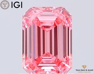 Diamante de Laboratorio con Corte Esmeralda de Alta Calidad, 1.00 Quilates, Color Rosa Intenso, Claridad VS1, con Certificado IGI, Ideal para Anillo - Product Image 1
