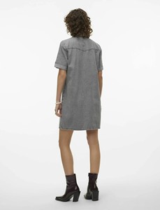 Camiseta de Verano para Mujer, Estilo Simple, Manga Corta, Cuello Mandarín, Botones al Frente, Bolsillo, 100% Algodón, Secado Rápido, Corte Ajustado, Denim - Product Image 3