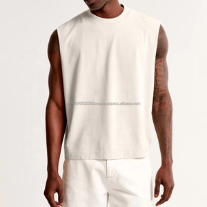 Dernier modèle de débardeur court ample pour homme, col côtelé, 100% coton, débardeur d'été sans manches, débardeur de sport pour homme - Product Image 1